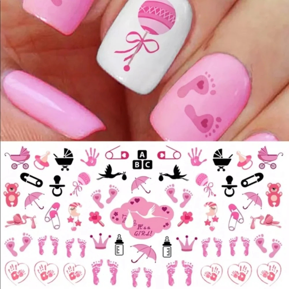 🥳HP 12/21🥳 💌BO/GO$6 It’s a Girl! water Transfer Nail Decals baby announcement